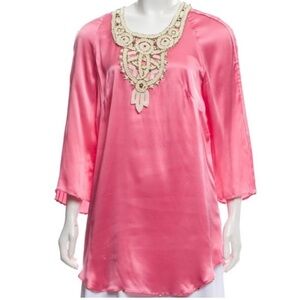 Barbara Bui Pink Beaded Tunic Top